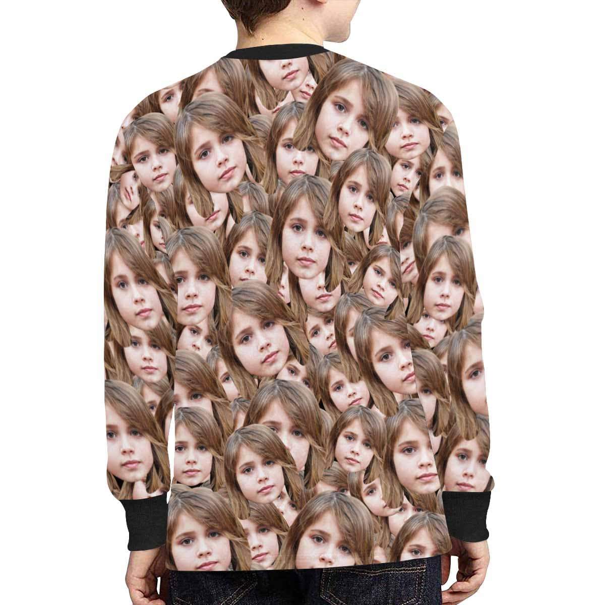 Custom #7-16Y Custom Face Joy Kids' Rib Cuff Long Sleeve T-shirt - YesCustom