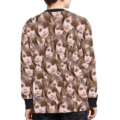 Custom #7-16Y Custom Face Joy Kids' Rib Cuff Long Sleeve T-shirt - YesCustom