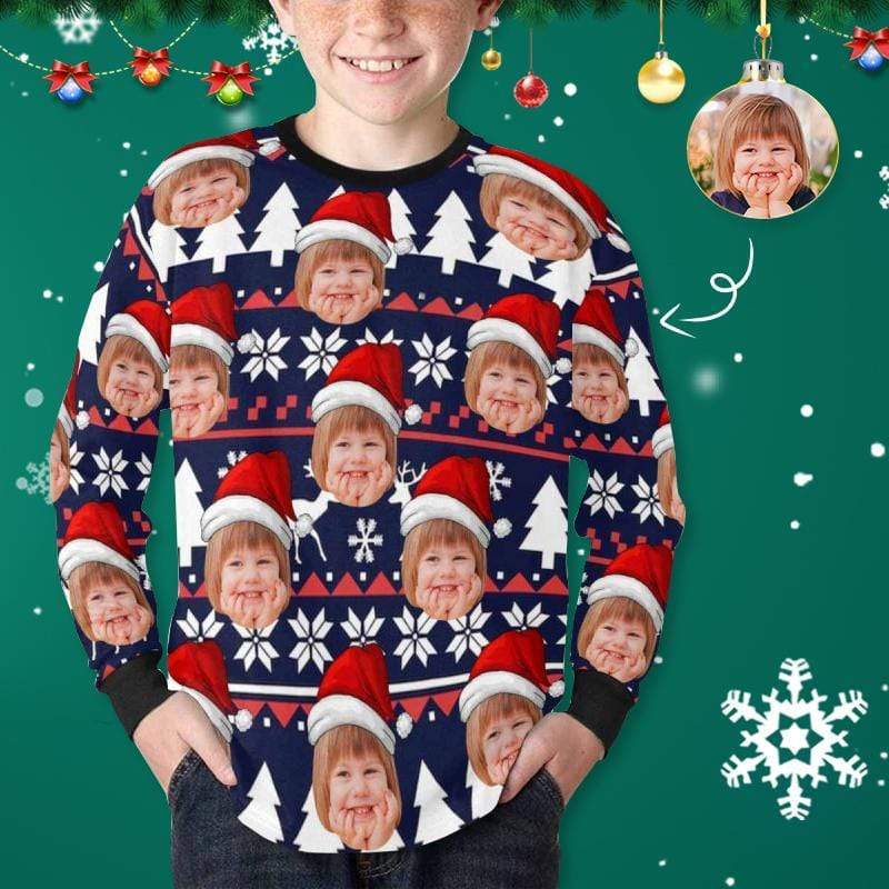 Custom #7-16Y Custom Face Joy Kids' Rib Cuff Long Sleeve T-shirt - YesCustom