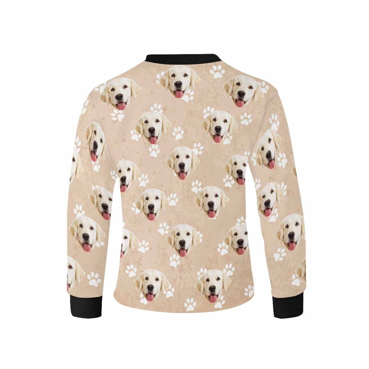 Custom #7-16Y Custom Face Paw Print Kids' Rib Cuff Long Sleeve T-shirt - YesCustom