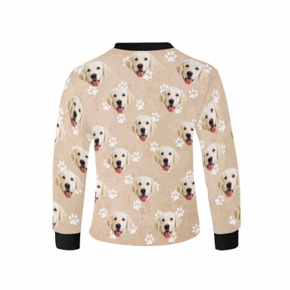 Custom #7-16Y Custom Face Paw Print Kids' Rib Cuff Long Sleeve T-shirt - YesCustom