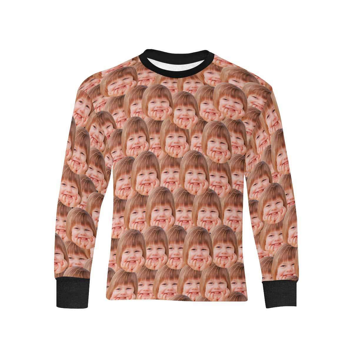 Custom #7-16Y Custom Face Unique Kids' Rib Cuff Long Sleeve T-shirt - YesCustom