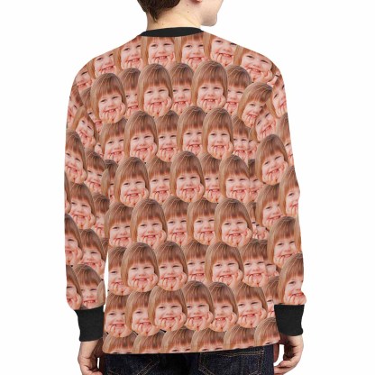 Custom #7-16Y Custom Face Unique Kids' Rib Cuff Long Sleeve T-shirt - YesCustom