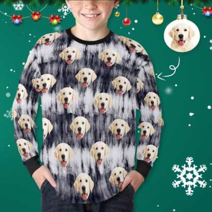 Custom #7-16Y Custom Face Unique Kids' Rib Cuff Long Sleeve T-shirt - YesCustom