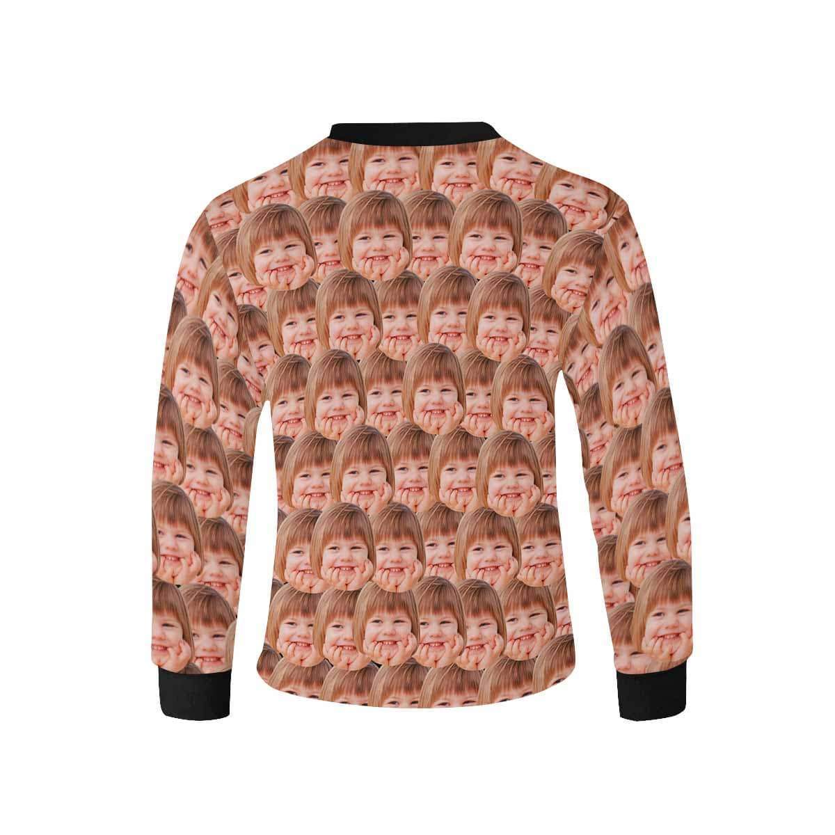 Custom #7-16Y Custom Face Unique Kids' Rib Cuff Long Sleeve T-shirt - YesCustom