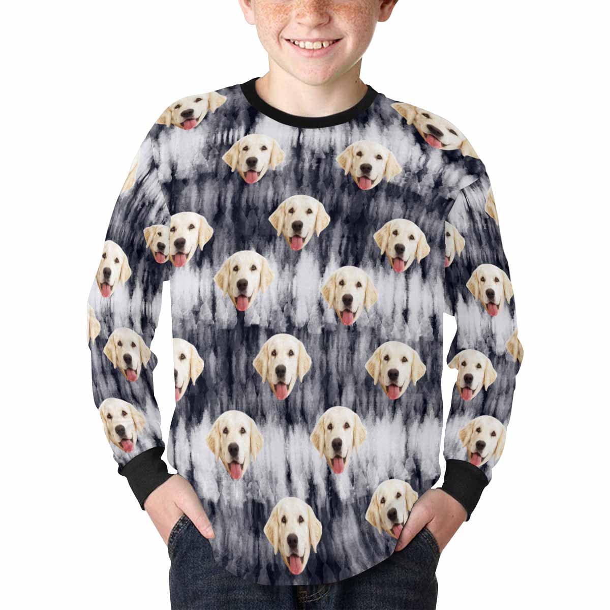 Custom #7-16Y Custom Face Unique Kids' Rib Cuff Long Sleeve T-shirt - YesCustom