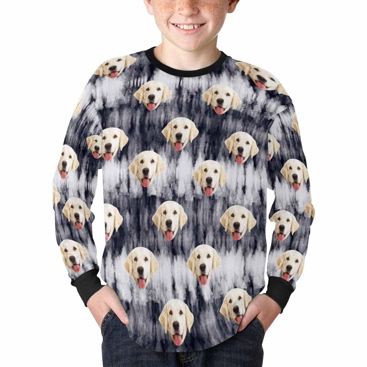 Custom #7-16Y Custom Face Unique Kids' Rib Cuff Long Sleeve T-shirt - YesCustom