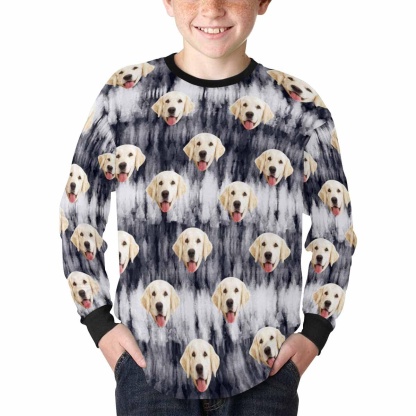Custom #7-16Y Custom Face Unique Kids' Rib Cuff Long Sleeve T-shirt - YesCustom