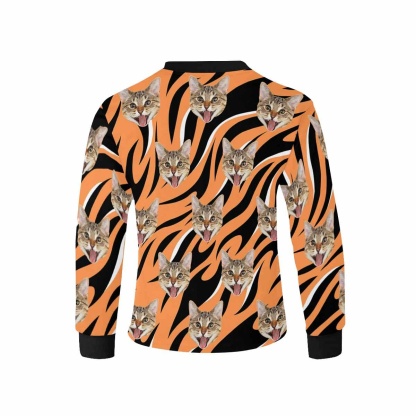 Custom #7-16Y Custom Face Wave Kids' Rib Cuff Long Sleeve T-shirt - YesCustom