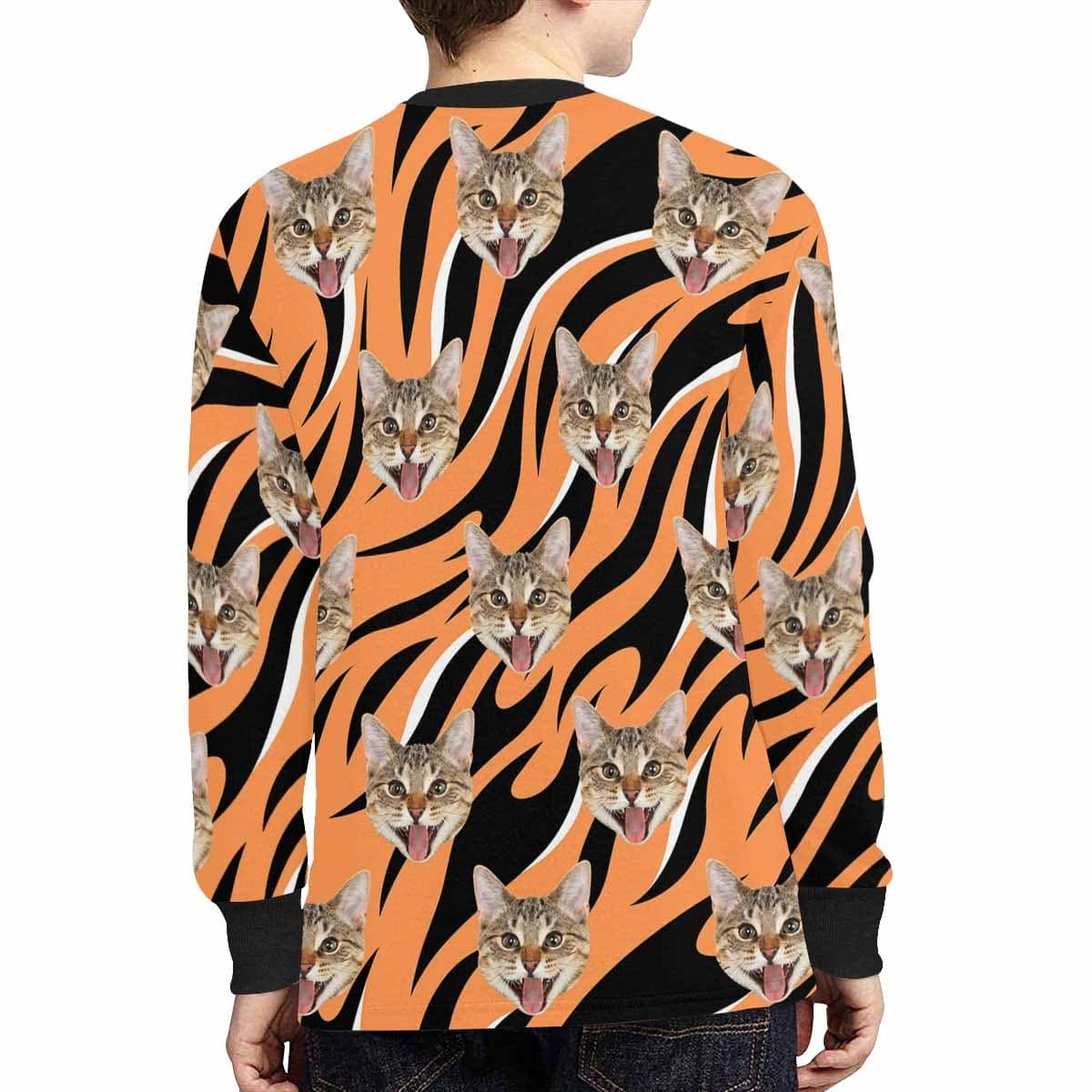 Custom #7-16Y Custom Face Wave Kids' Rib Cuff Long Sleeve T-shirt - YesCustom