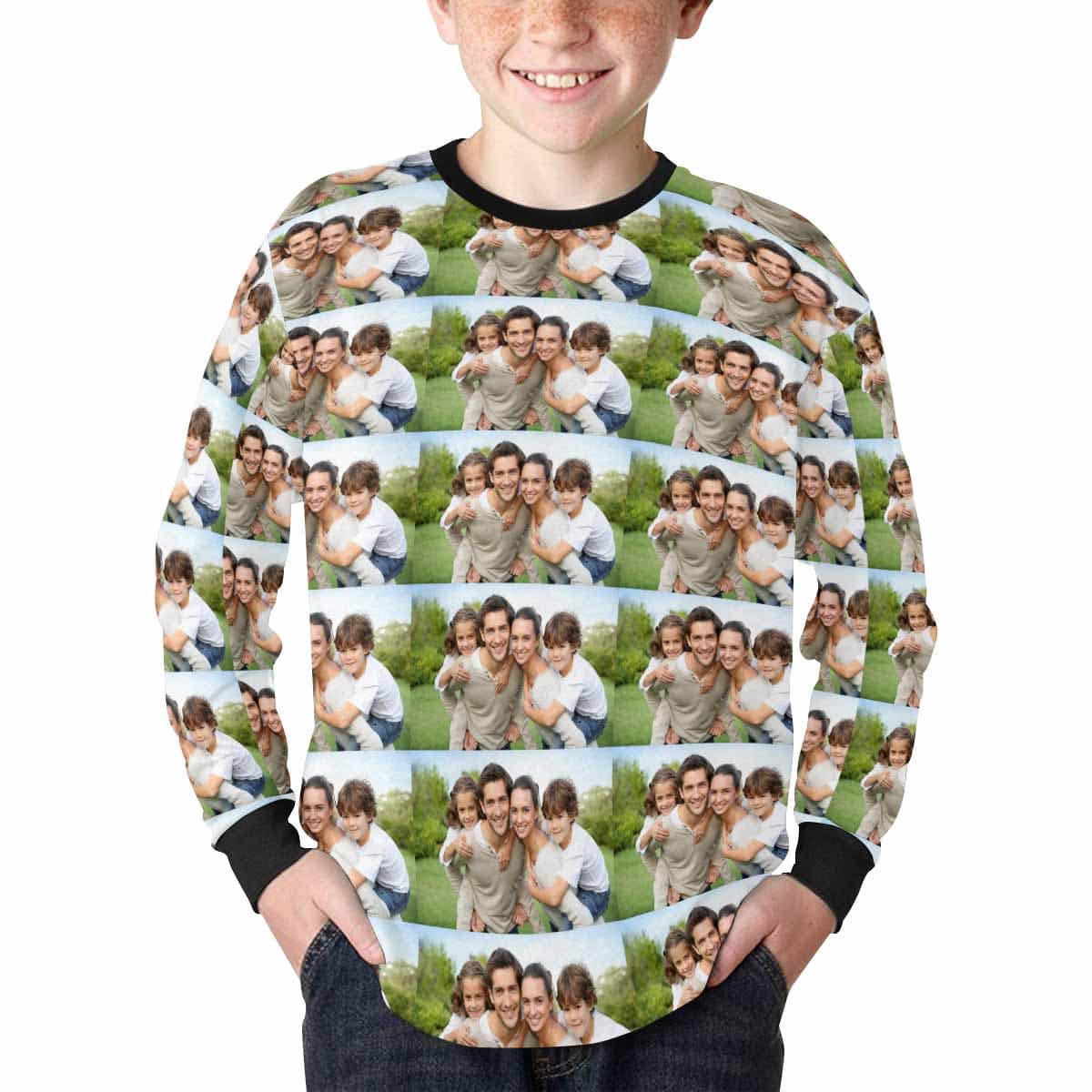 Custom #7-16Y Custom Photo Love Family Kids' Rib Cuff Long Sleeve T-shirt - YesCustom