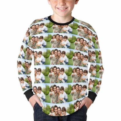 Custom #7-16Y Custom Photo Love Family Kids' Rib Cuff Long Sleeve T-shirt - YesCustom