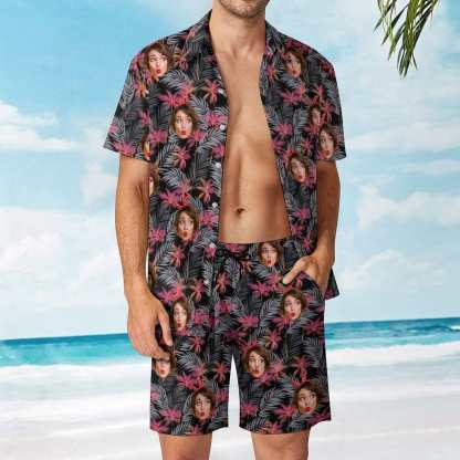Custom 9 Styles Custom Face on Hawaiian Set Tropical Leaves Style Beach Holiday Hawaiian Shirt & Summer Shorts Set - YesCustom