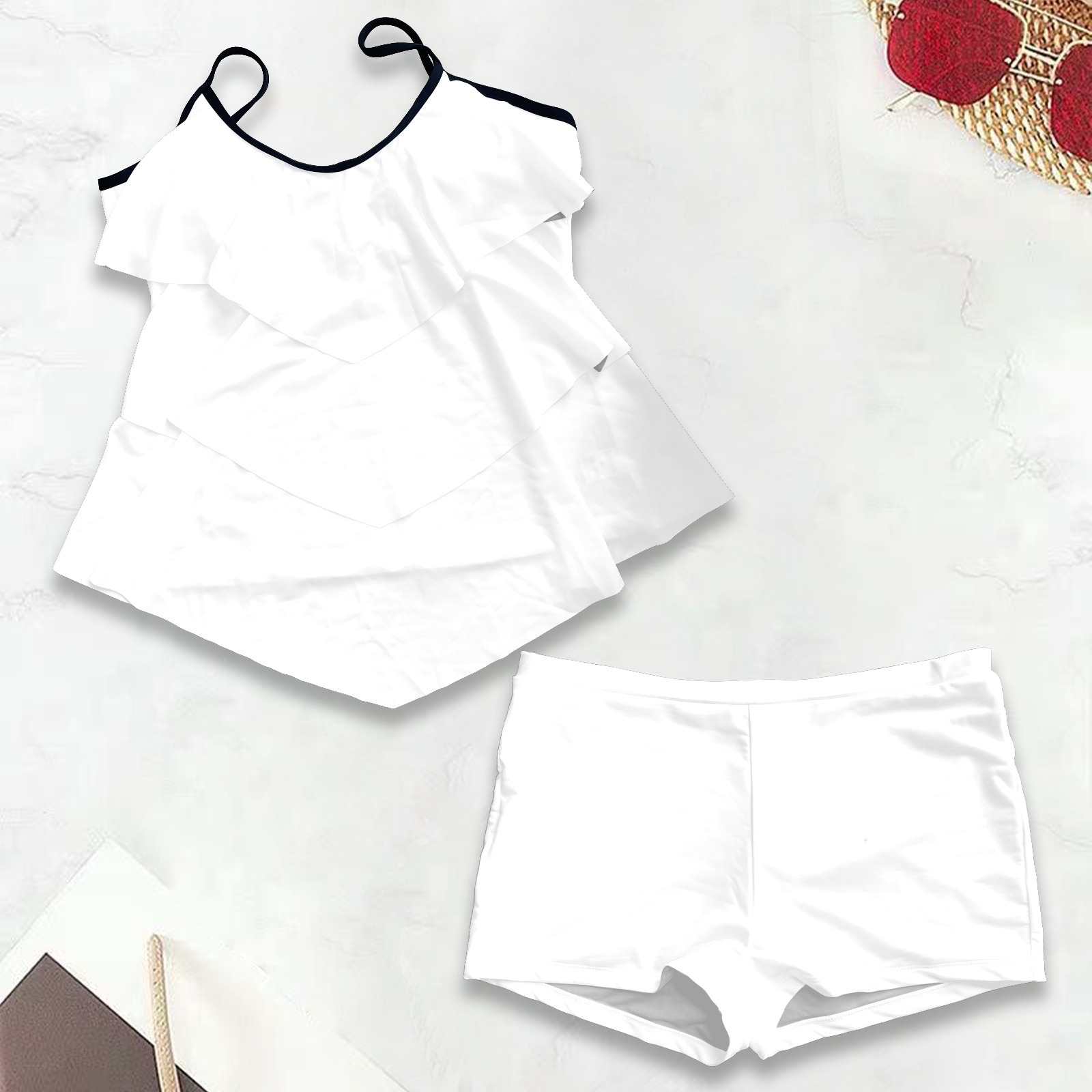 Custom Ruched Tankini 2-Piece Set – Plus Size Friendly & Body Shaping | Swim Confidently