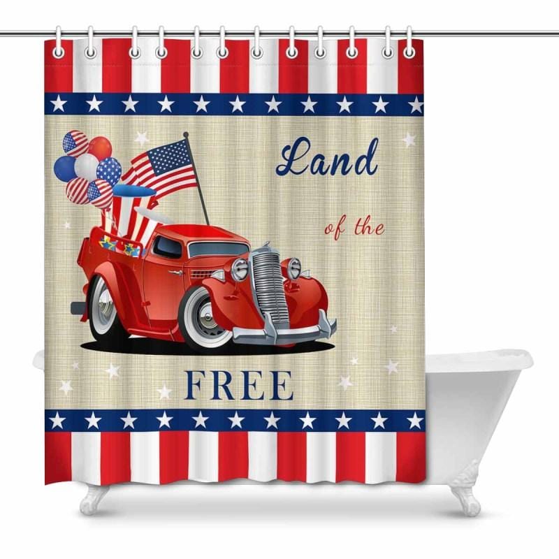 Custom American Flag Car Shower Curtain 66"x72" - YesCustom