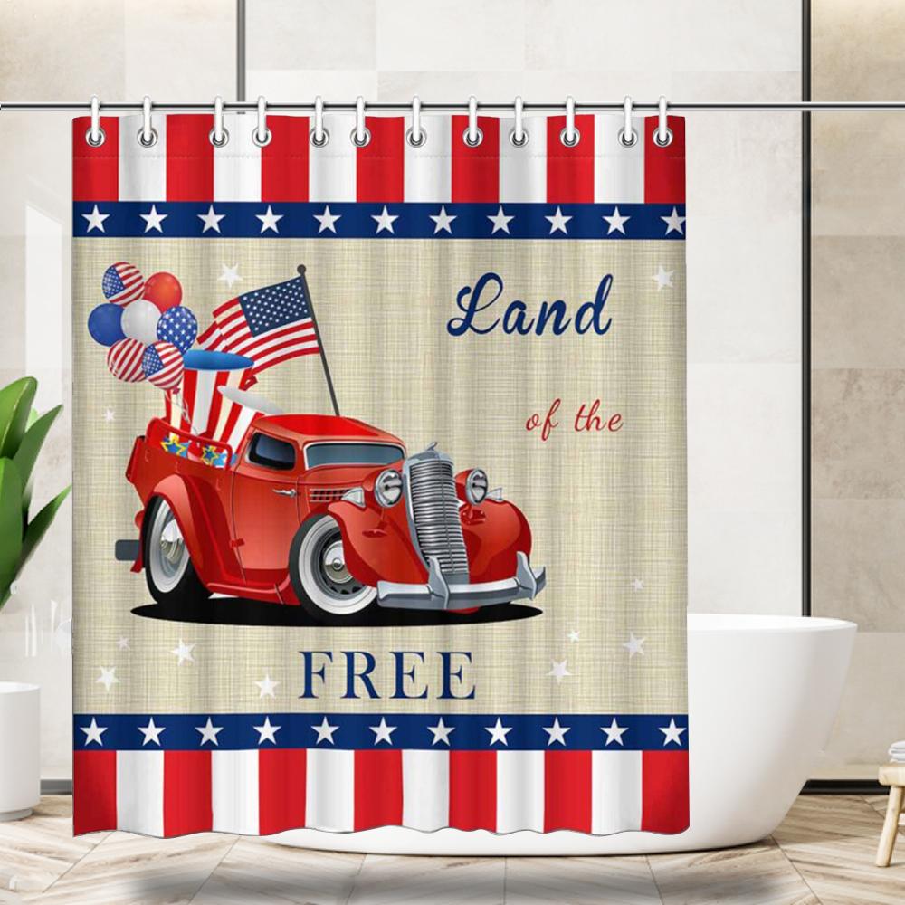 Custom American Flag Car Shower Curtain 66"x72" - YesCustom