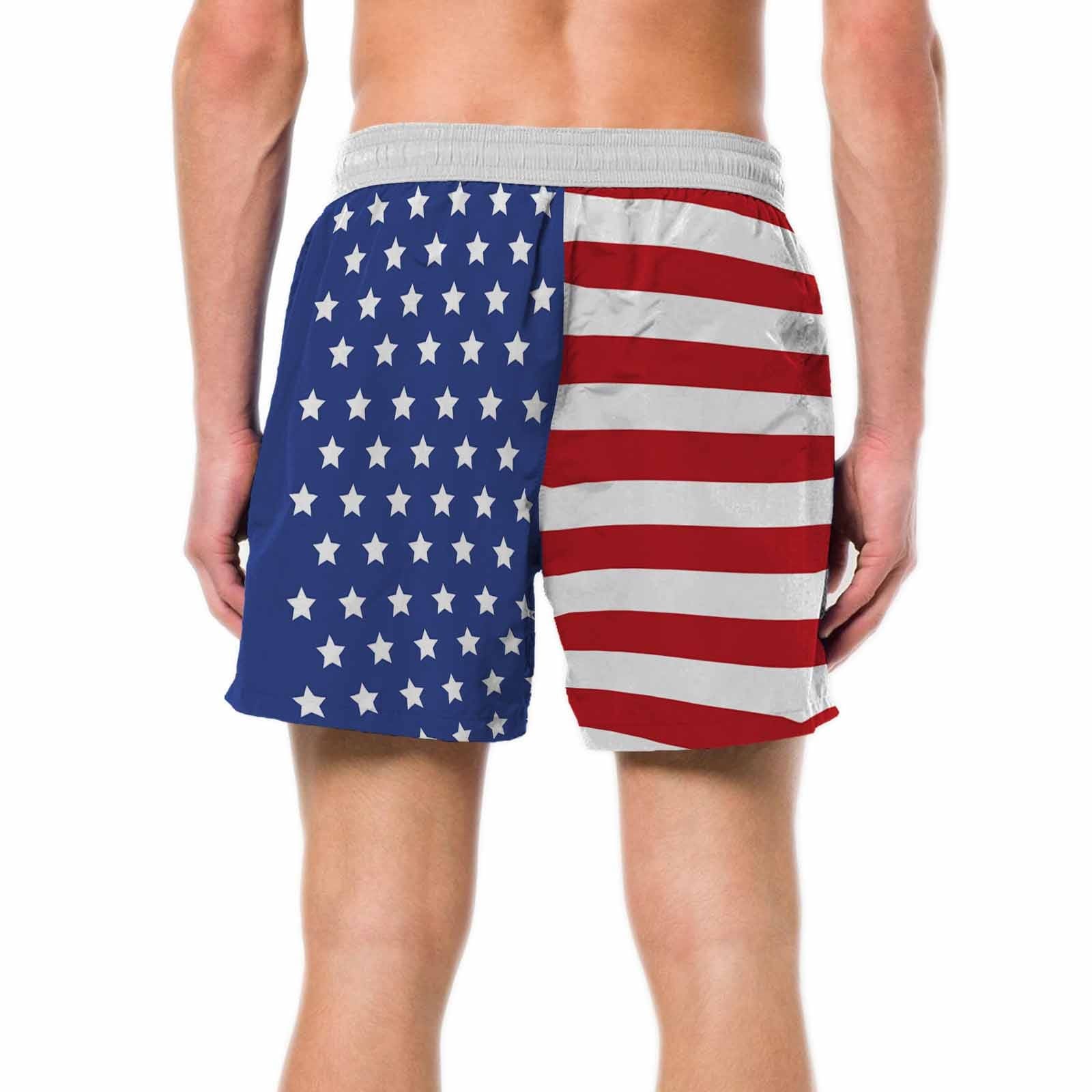 Custom American Flag Swim Trunks for Men Quick Dry Swim Shorts Men's Mid-Length Swim Shorts Summer Swimwear - YesCustom