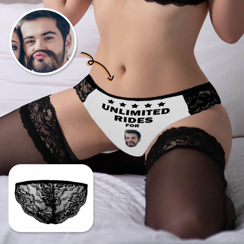 Custom Bachelorette Party Custom Lace Sexy Underwear Personalized Face Unlimited Rides Women's Lace Panty - YesCustom