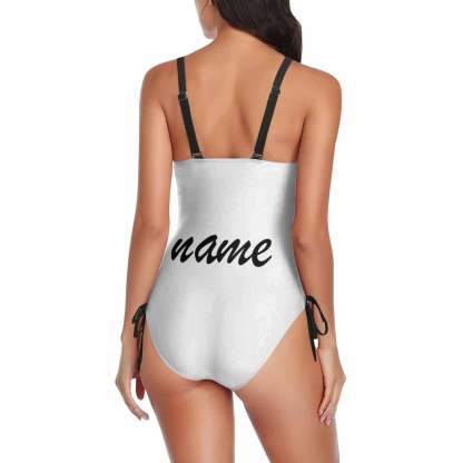 Custom Bachelorette Swimsuit-Custom Face&Name Bride Swimsuit Personalized Women's New Drawstring Side One Piece Bathing Suit Bridesmaid Party Swimsuits - YesCustom