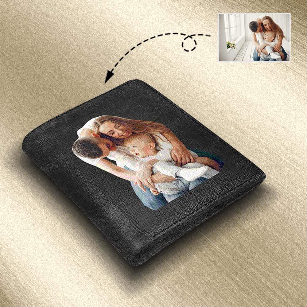 Personalized Photo Family Men's Wallet, Custom Leather Engraved Wallet