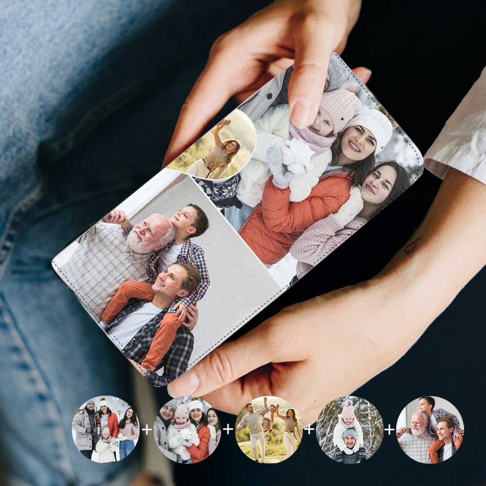 Custom Photo Wallet My Lovely Family Personalized Women's Zip Wallet