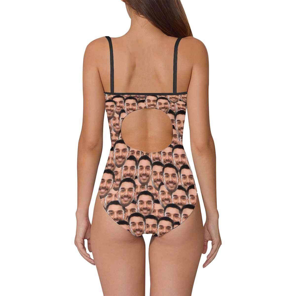 Custom #Bathingsuit-Custom Face Boyfriend/Husband Funny Photo Swimsuit Personalized Women's One Piece Bathing Suits For Her - YesCustom
