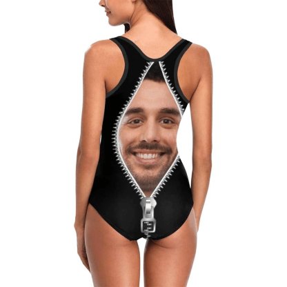 Custom Bestie Beach Party Custom Face Zipper Love Heart Tank Top Swimsuit&Strap Swimsuit - YesCustom