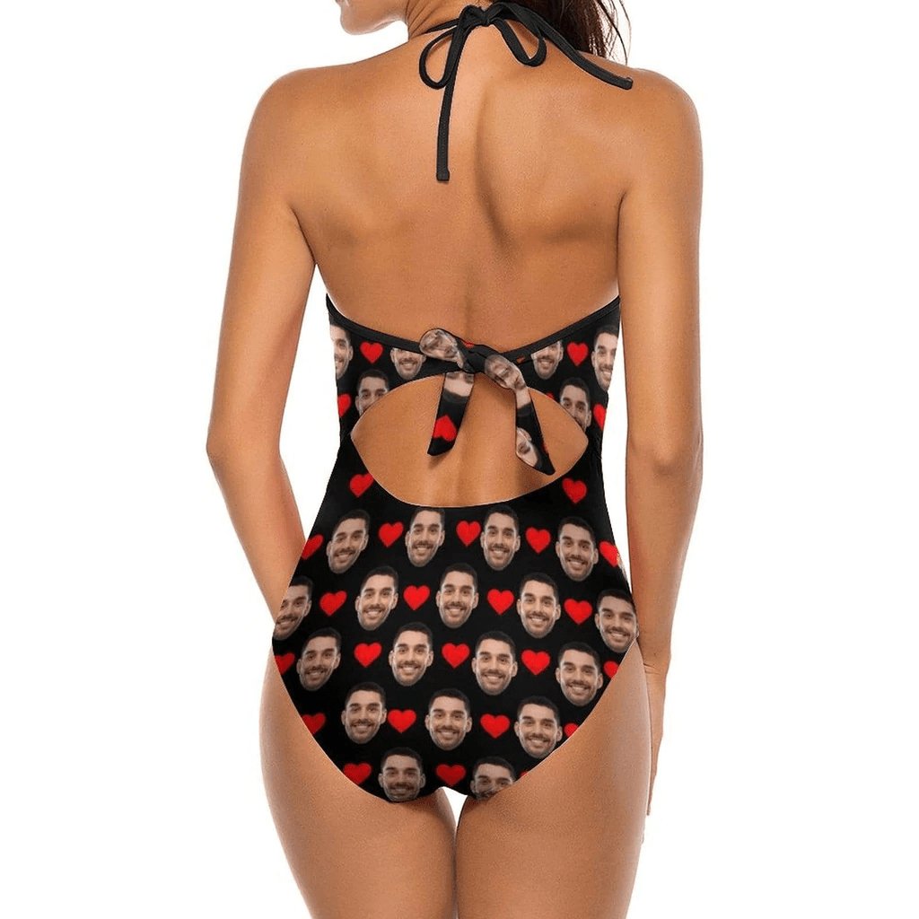 Custom Bestie Beach Party Custom Face Zipper Love Heart Tank Top Swimsuit&Strap Swimsuit - YesCustom