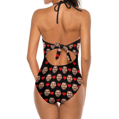 Custom Bestie Beach Party Custom Face Zipper Love Heart Tank Top Swimsuit&Strap Swimsuit - YesCustom