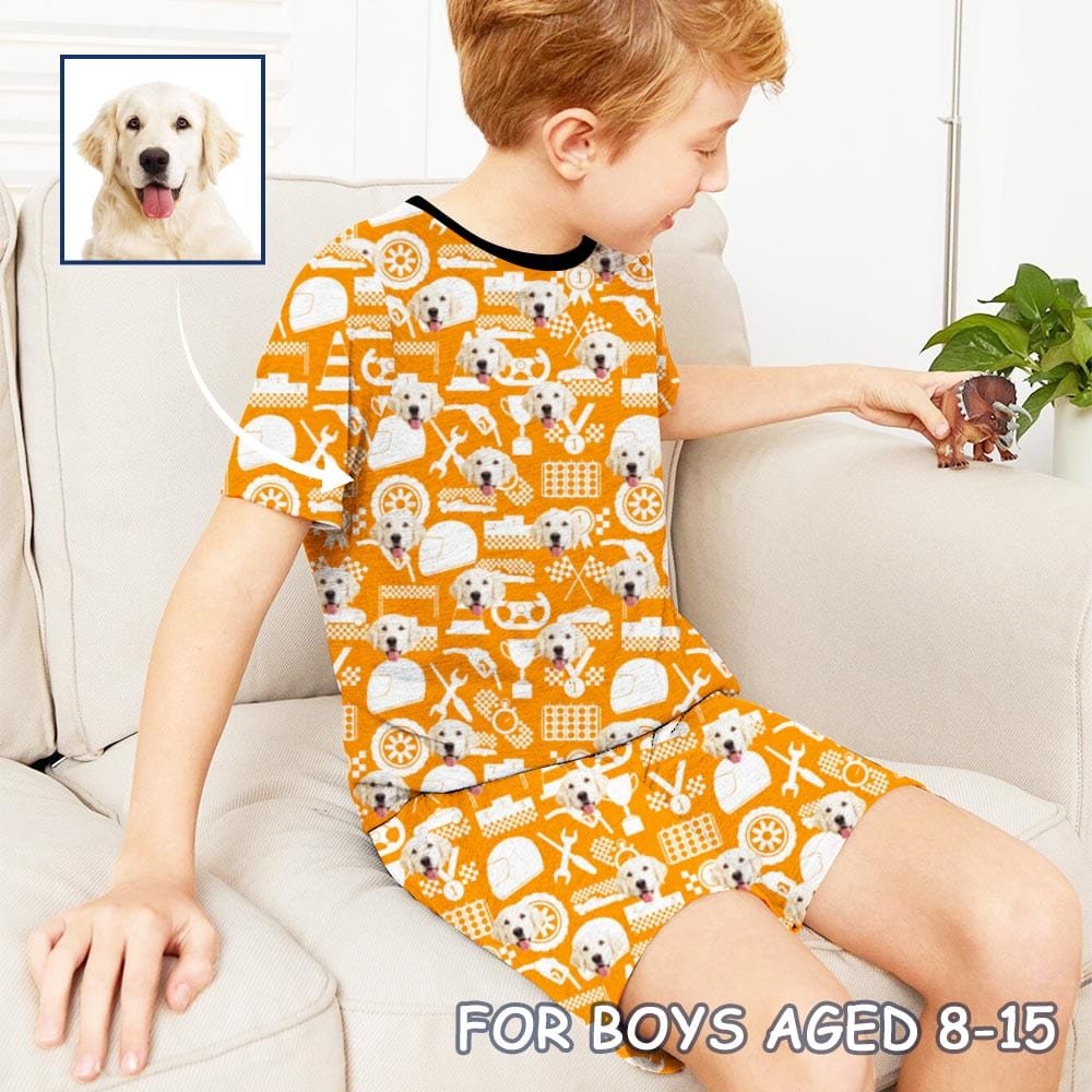 Custom Big Boy Pajamas Custom Sleepwear with Face Pet Dog Personalized Pajama Set For Boys 8-15Y - YesCustom
