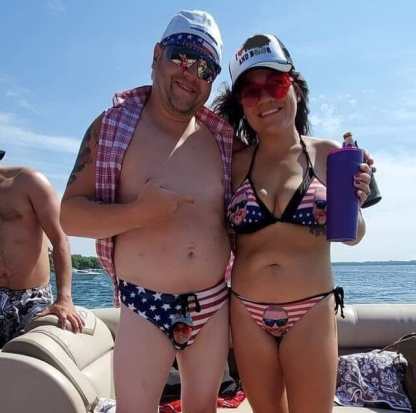 Custom #Big Bust#American Flag Style #Husband/Boyfriend Face On-Personalized Face Women's Swimwear Beach Travel Boat Cruise Pool Party Outfits Recommended for Girls With Big Breasts - YesCustom