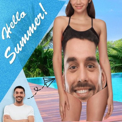 Custom Big Face Bathing Suit-Custom Face Personalized Bathing Suits Women's Slip One-Piece Swimsuit Gift For Her - YesCustom