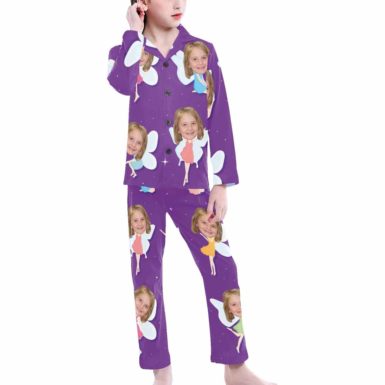 Custom Big Kids Pajamas Fairy Pajamas with Face Custom Photo Personalized Pajama Set For Girls 8-15Y - YesCustom