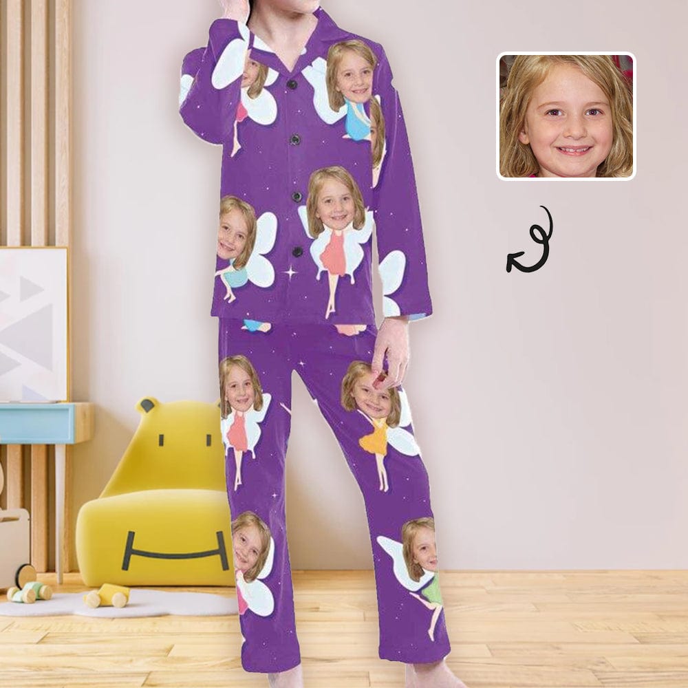Custom Big Kids Pajamas Fairy Pajamas with Face Custom Photo Personalized Pajama Set For Girls 8-15Y - YesCustom