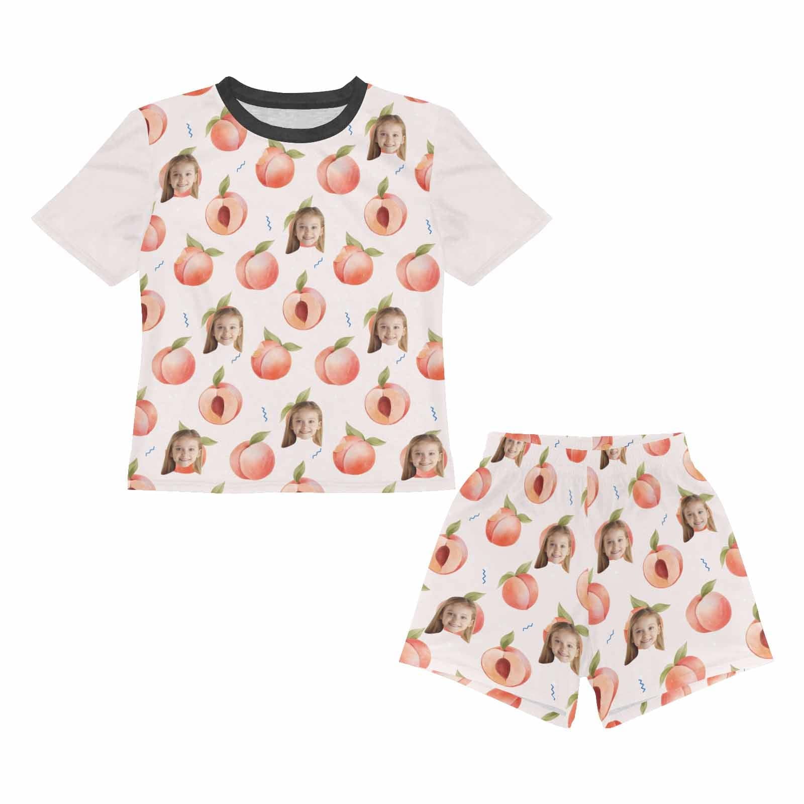 Custom Big Kids Pajamas Peach Pajamas with Face Custom Photo Personalized Pajama Set For Girls 8-15Y - YesCustom