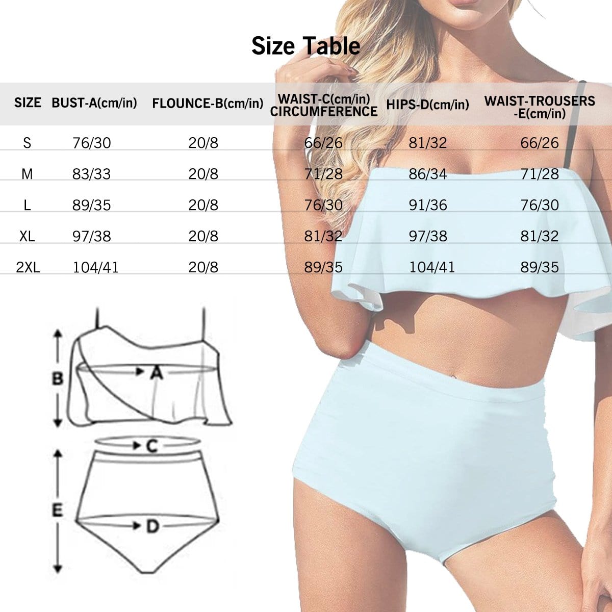 Custom #Plus Size Ruffle Bikini-Custom Face Pineapple Ruffle Bikini Plus Size Swimwear Personalized Bathing Suit Women's Two Piece High Waisted Bikini Swimsuit Summer Beach Pool Outfits - YesCustom