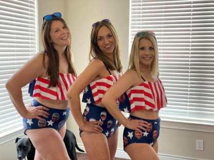 Custom #Bikini Top&Bikini Bottom-Custom Face Stripe Star Flag Ruffle Bikini Personalized Bikini Top And Bikini Bottom Fits All Body Types - YesCustom