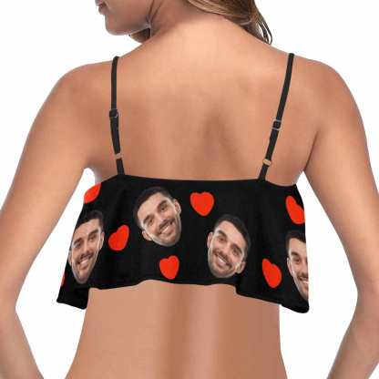Custom #Bikini Top&Bikini Bottom-Custom Face Stripe Star Flag Ruffle Bikini Personalized Bikini Top And Bikini Bottom Fits All Body Types - YesCustom