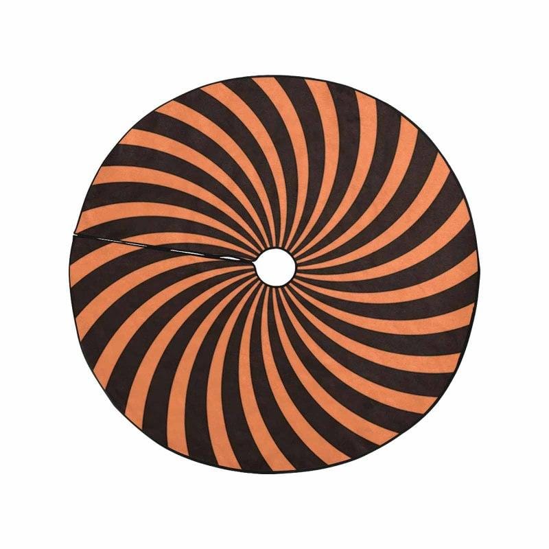 Custom Black&Orange Stripes Christmas Tree Skirt - YesCustom