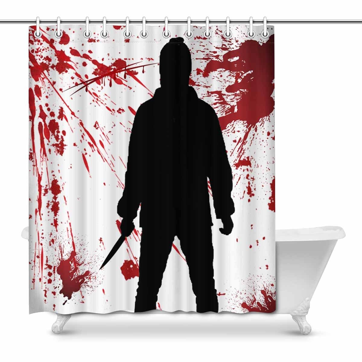 Custom Blood Bath Splatter Wall Shower Curtain 66"x72" - YesCustom