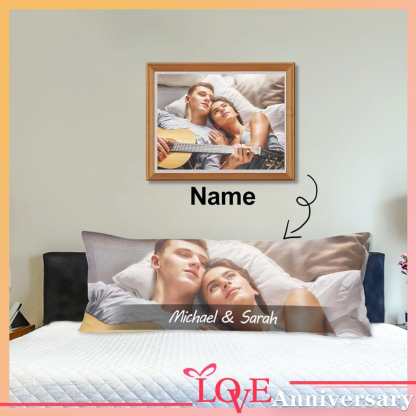 Custom Body Pillow Cover with Picture on It Custom Photo&Name Couple Body Pillow Case 20"x54" - YesCustom