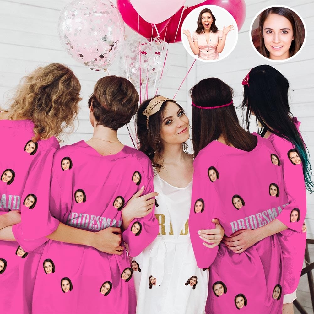 Custom #Bride Robe#For Wedding-Custom Face Unique Short Robe For Bride and Bridesmaids The Best Getting Ready Robes for Your Bridal Party - YesCustom