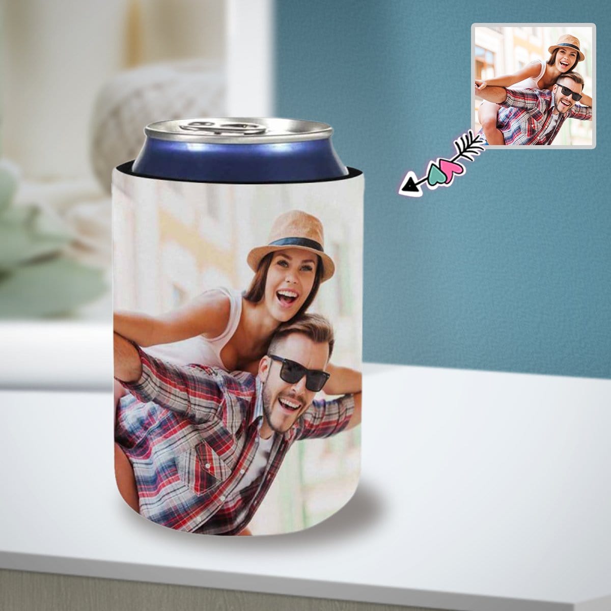 Custom Photo Couple Neoprene Can Cooler Personalized Couple Koozies