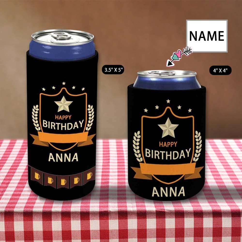 Custom Can Cooler With Name Birthday Beer Personalized Funny DIY Cooler