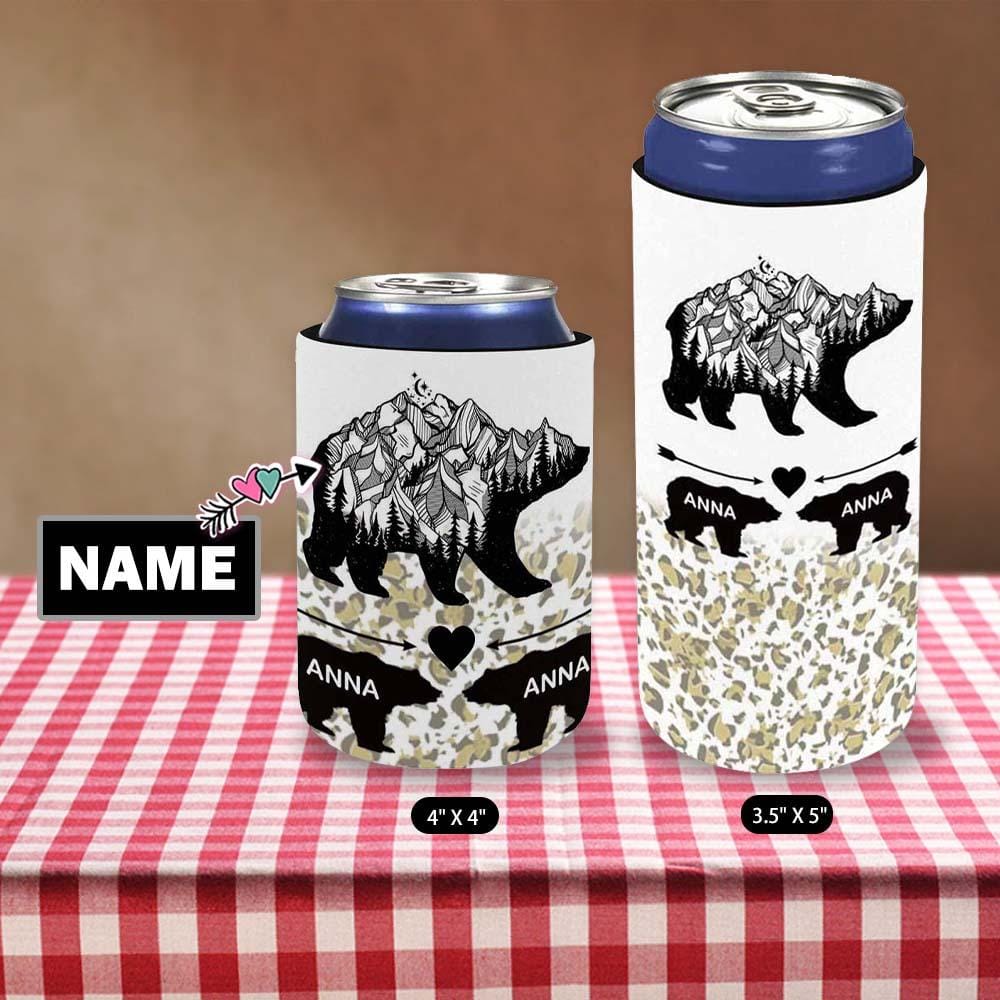 Custom Can Cooler With Name Polar Bear Personalized Funny DIY Cooler