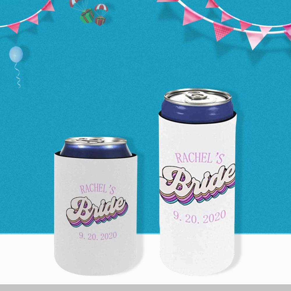 Personalized Name Can Cooler Bride Soft Neoprene Beer Slim Can Cooler