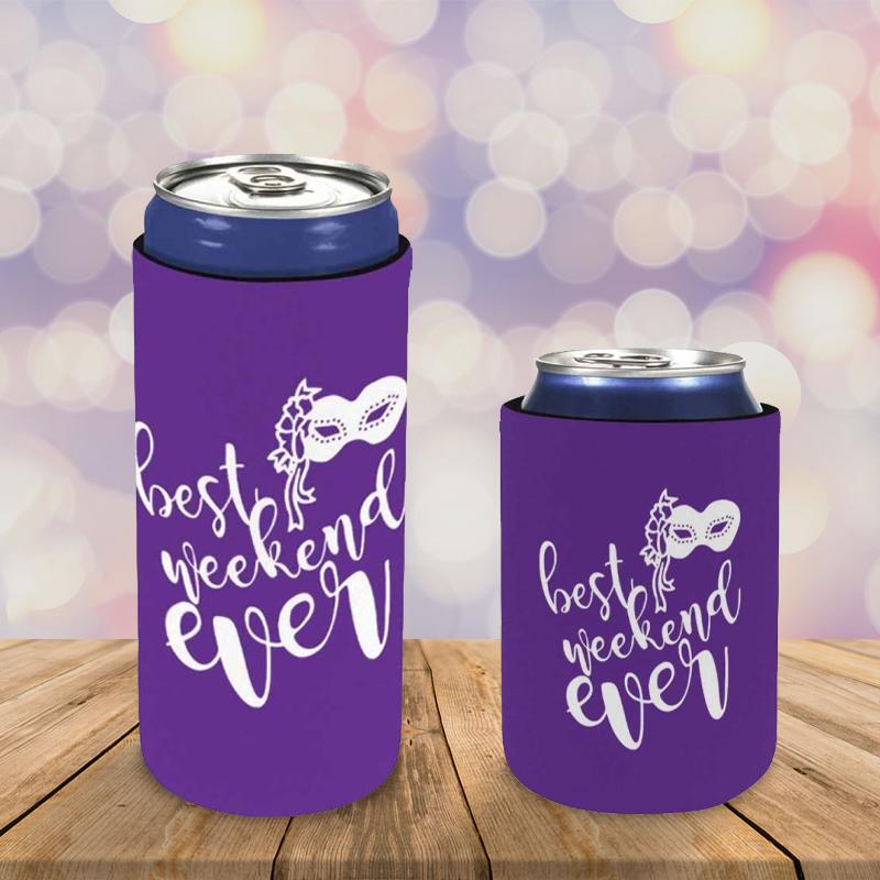 Slim Can Cooler Sleeves With Face&Name Best Weekend Purple Can Cooler