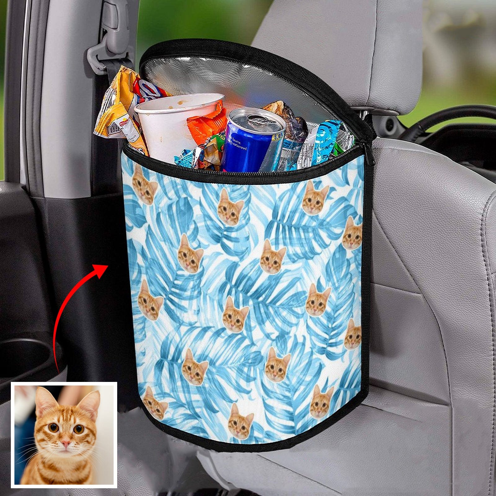 Custom Pet Face Coniferous Car Garbage Bag Personalized Car Storage Bag