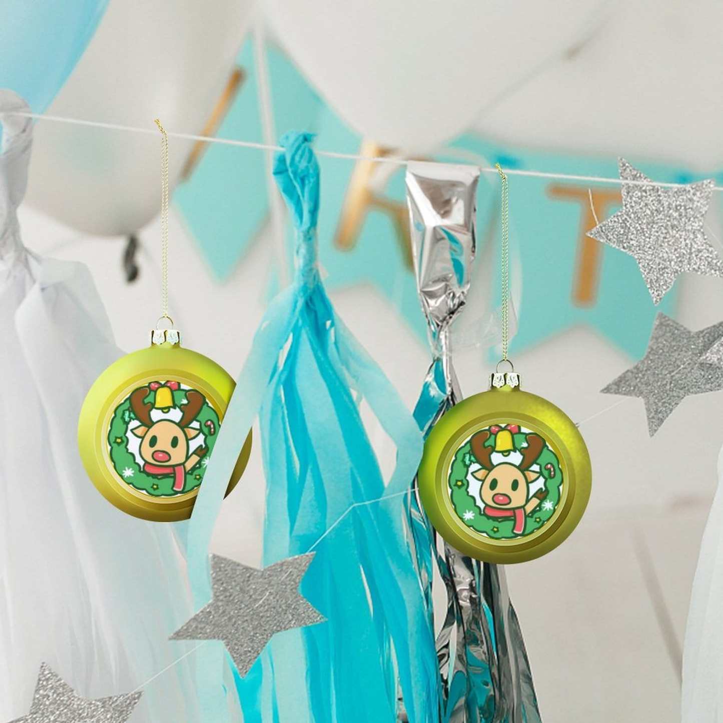 Custom Christmas Balls Elk Ornaments Xmas Tree Decorations - YesCustom