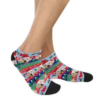 Custom Christmas Custom Photo Sock Dog Face Pet Socks Personalized Christmas Socks Ankle Socks - YesCustom